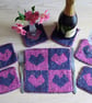 Knitting Pattern for Heart Coasters and Table Mat.  Digital Pattern - Image 1