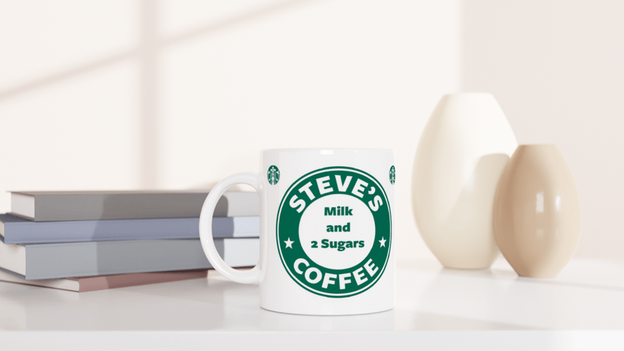 Starbucks inspired mug and coaster. Ceramic 10 mug. Christmas present