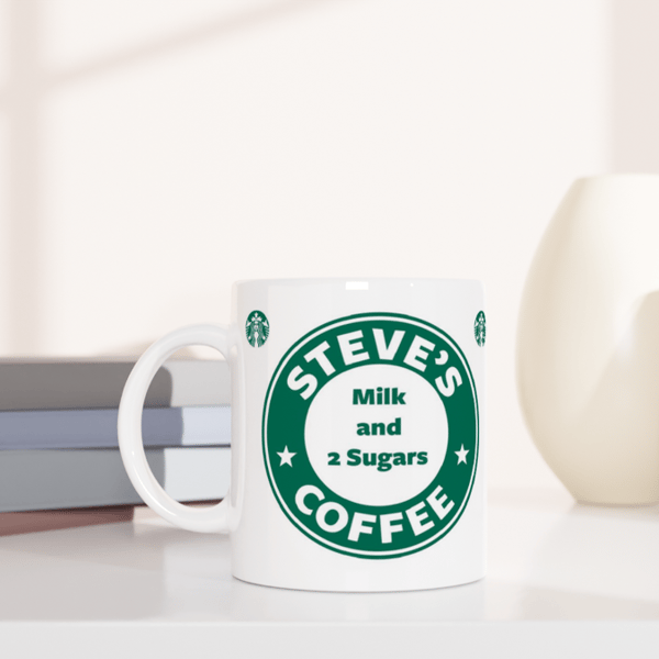 Starbucks inspired mug and coaster. Ceramic 10 mug. Christmas present