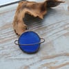 Handmade Stained Glass Planet Pendant Blue