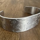 Dandelion Seed Head Wide Cuff Aluminium Bracelet