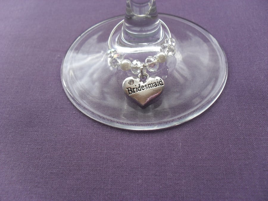 Bridesmaid Wine Glass Charm