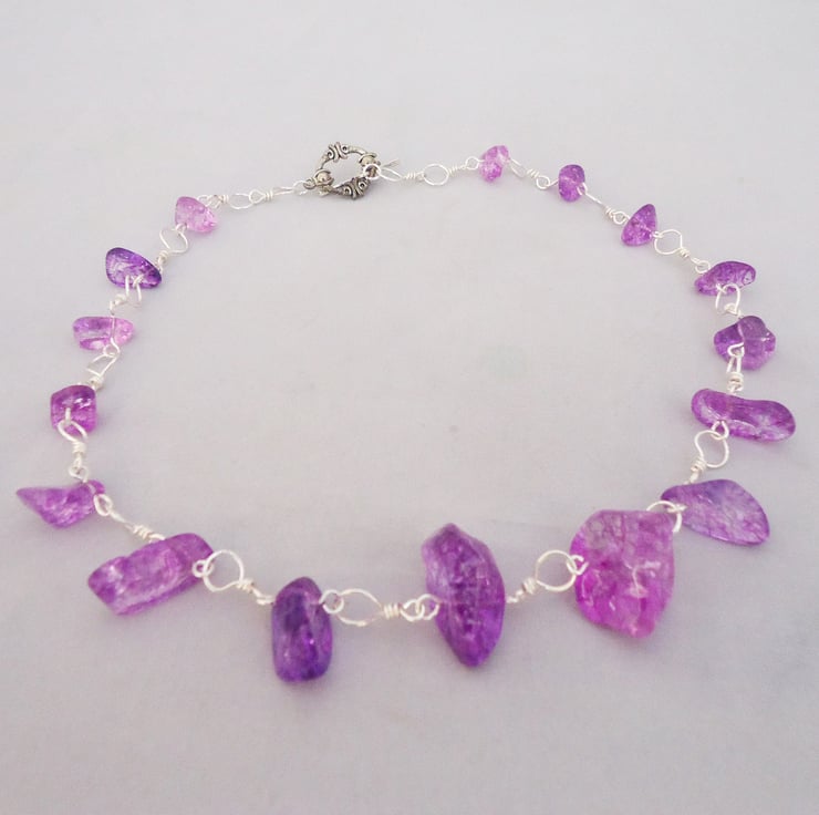 Purple Quartz Necklace, Wire Wrapped Raw Quartz... Folksy