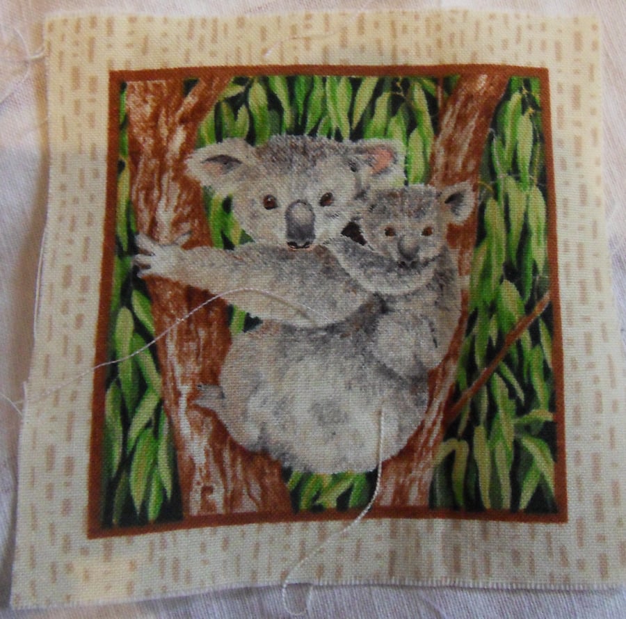 100% cotton fabric.  Koala  Sold separately, postage .62p for many (47)