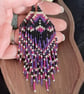 Seed Bead Fringe Earrings in Gothic Inspired Colours - Image 5
