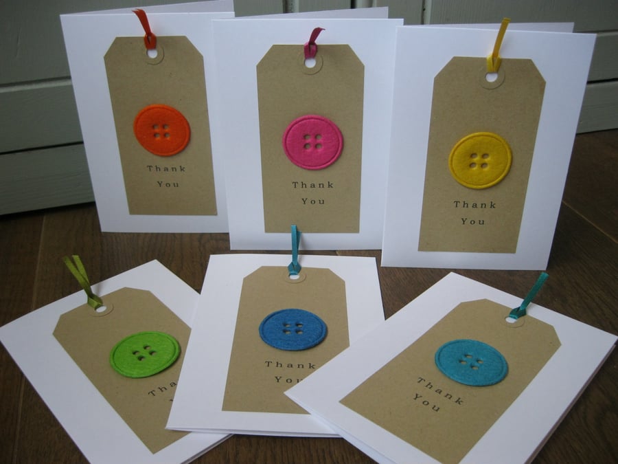 Thank You Felt Button Cards (6 Pack)