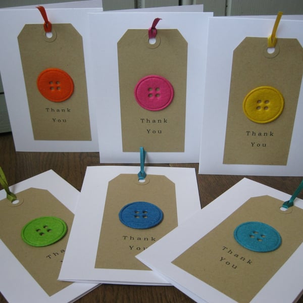 Thank You Felt Button Cards (6 Pack)
