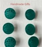 6 green floral buttons - 14mm - Image 1