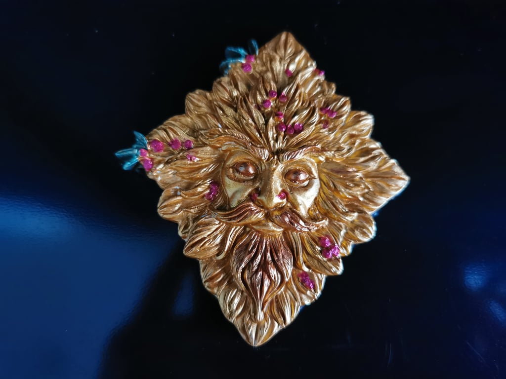 Green Man Altar Tile (Gold) 