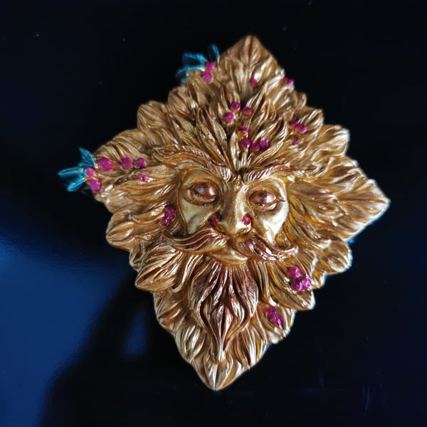 Green Man Altar Tile (Gold) 