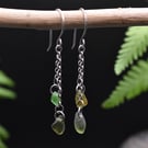Highland Sea Glass and Sterling Silver Rustic Dangly Earrings