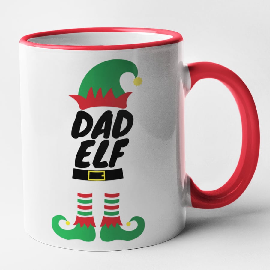 Dad ELF Christmas Mug - Funny Novelty Christmas Mug Gift