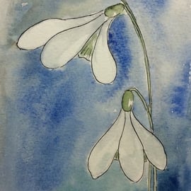 Snowdrops - signed print from watercolour painting