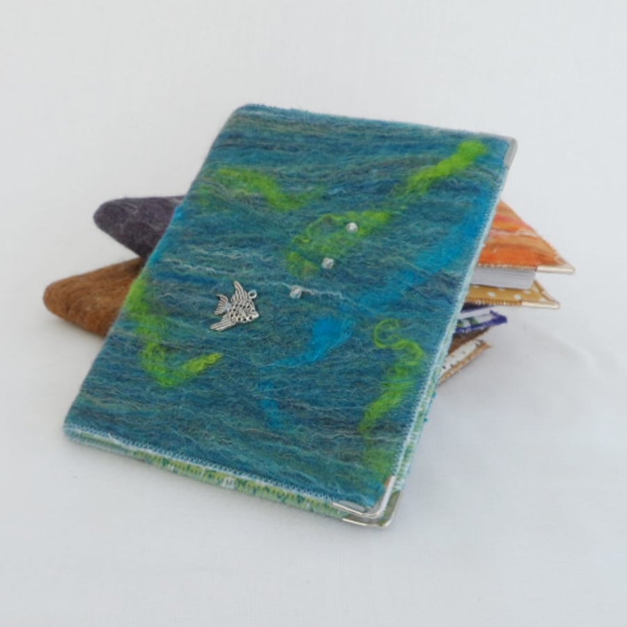 Notebook, felt covered, "under the sea" 