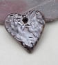 Medium Bronze Leaf Texture Heart Shaped Ceramic Pendant - Image 5