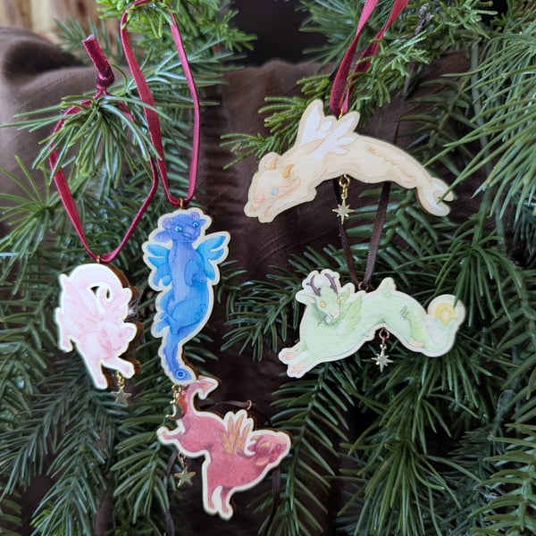 Wooden dragon hatchling decorations 
