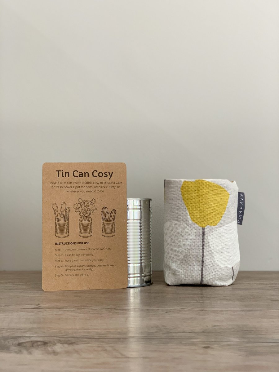 Tin Can Cosy - Yellow Flower