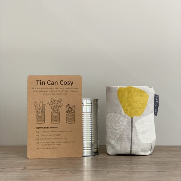 Tin Can Cosy - Yellow Flower