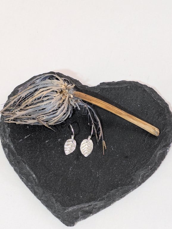 Fine Silver Leaf Earrings