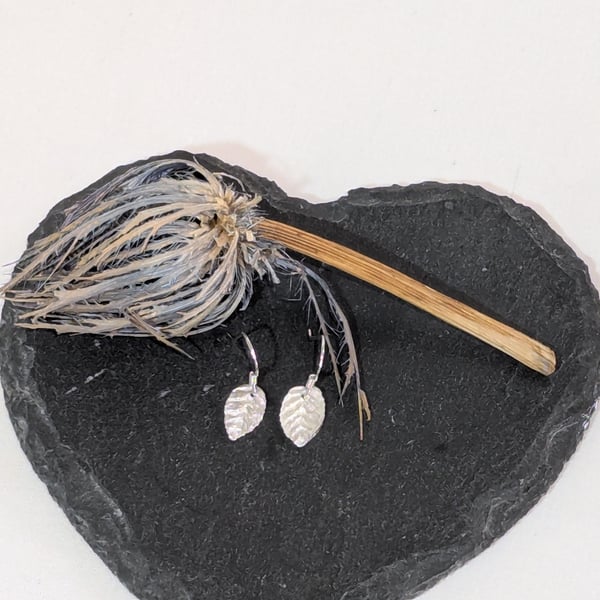 Fine Silver Leaf Earrings