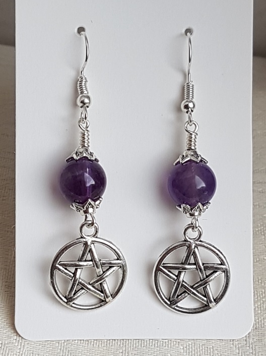 Gorgeous Amethyst and Pentacle Earrings.