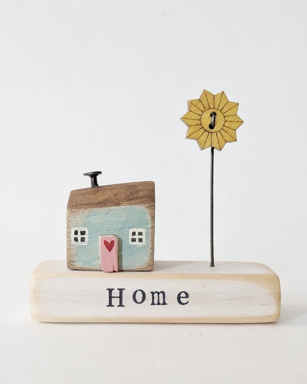 Little Wooden Painted House and Base in a Bag