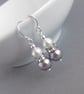 Lilac and White 2 Pearl Drop Earrings - Mauve Swarovski Dangle Earrings - Gifts - Image 2