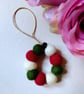 Felt Ball Mini Wreath Hanging Decorations, Set of 3, Christmas Colours. - Image 3