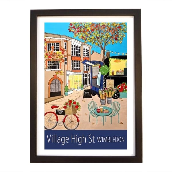 Wimbledon Village High Street travel poster print by Susie West