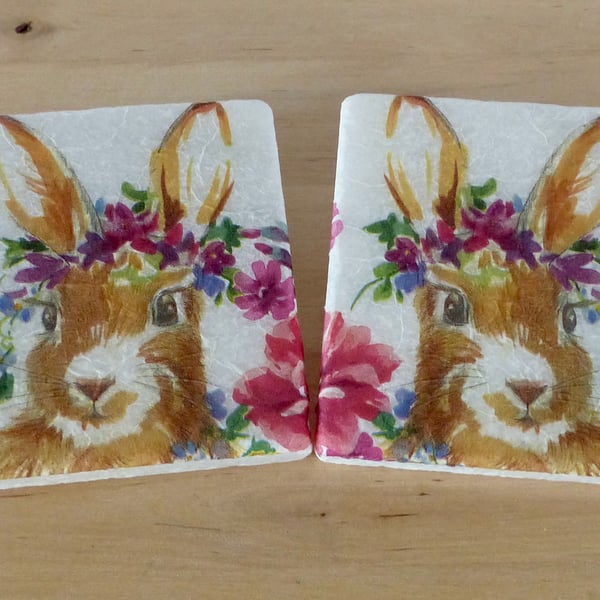 Marble 'Floral Rabbit' Coasters