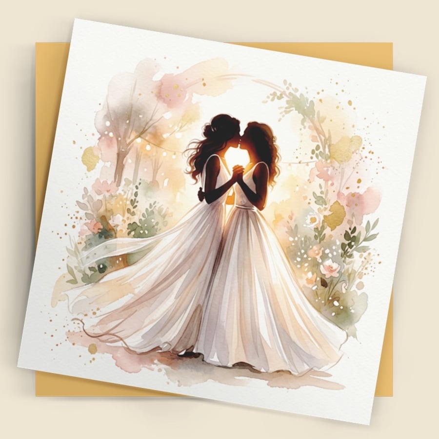 Image of Same Sex Wedding 2 Card – Couple Square Greeting Card