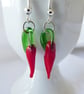 Lampwork Glass  Baby Chilli Pepper Earrings - Image 2