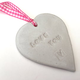 Loveheart hanger, ceramic lovehearts, gift idea, home decor, pottery,