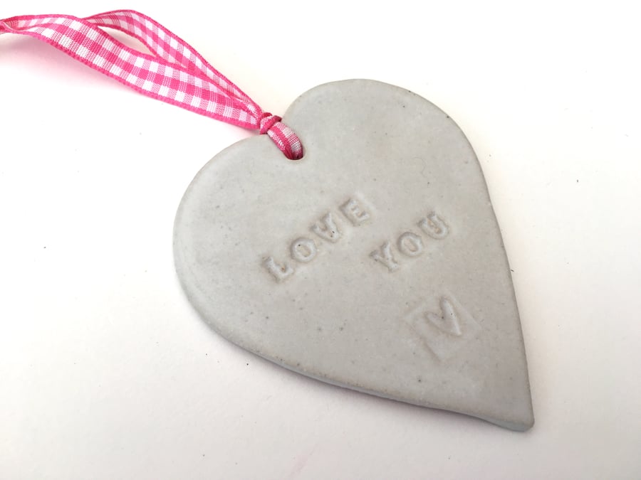 Loveheart hanger, ceramic lovehearts, gift idea, home decor, pottery,