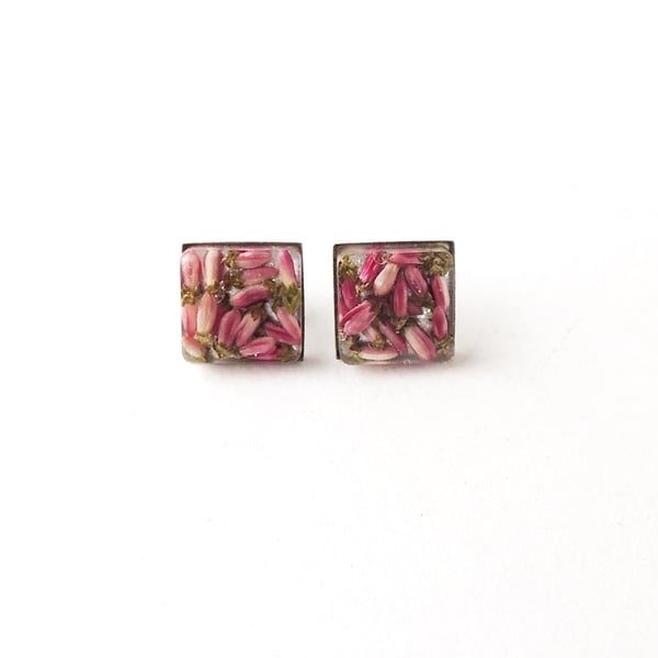 Small Square Flower Stud Earrings, Stainless Steel, SECONDS (SALE)  363a