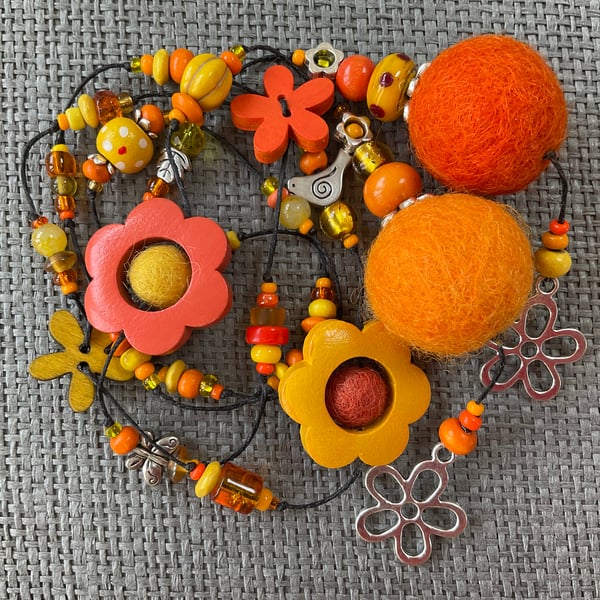 Yellow and Orange lariat necklace