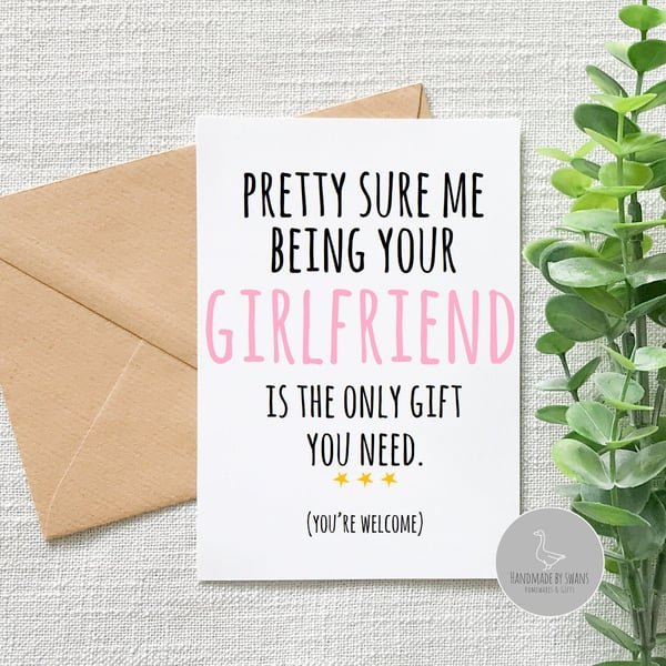 Funny Boyfriend birthday card, Funny card for girlfriend, anniversary card for b