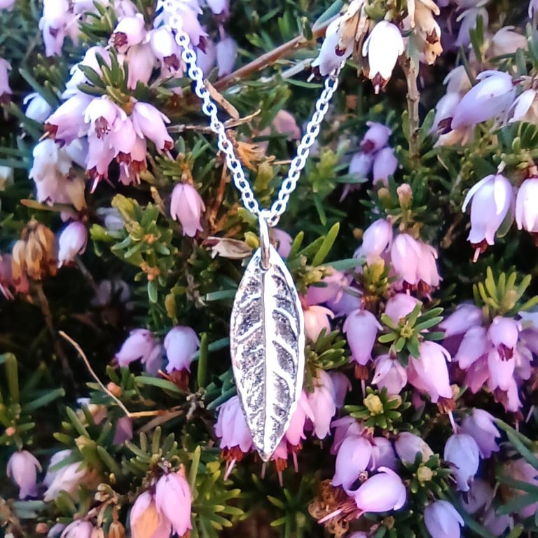 Tiny Silver Leaf Pendant - Recycled Silver Leaf Necklace