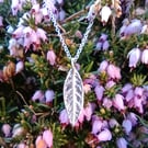 Tiny Silver Leaf Pendant - Recycled Silver Leaf Necklace