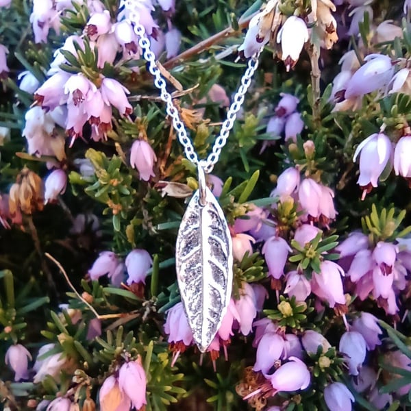 Tiny Silver Leaf Pendant - Recycled Silver Leaf Necklace