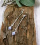 Earrings, Sterling Silver Long Stick and Blue Lace Agate Gemstone Droppers
