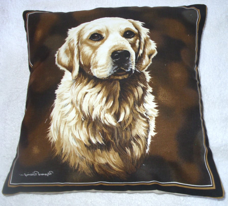 lovely Golden Retriever portrait cushion