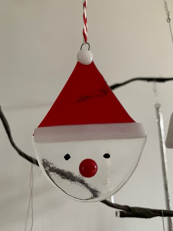 Fused Glass Santa Christmas Tree Decoration