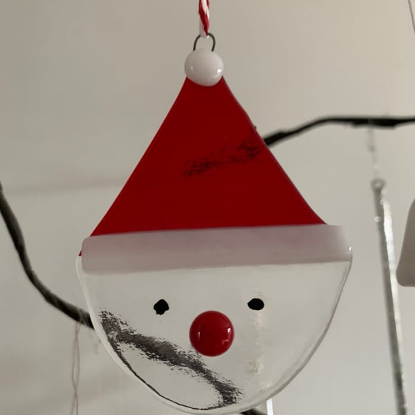 Fused Glass Santa Christmas Tree Decoration