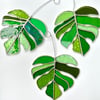 Stained Glass Swiss Cheese Plant Leaf Suncatchers - Handmade Hanging Decoration