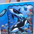 Wildlife birthday card decoupaged whale sealife greetings