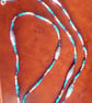 Long Summer Swirl Beaded Necklace in shades of blue with handmade paper beads - Image 8