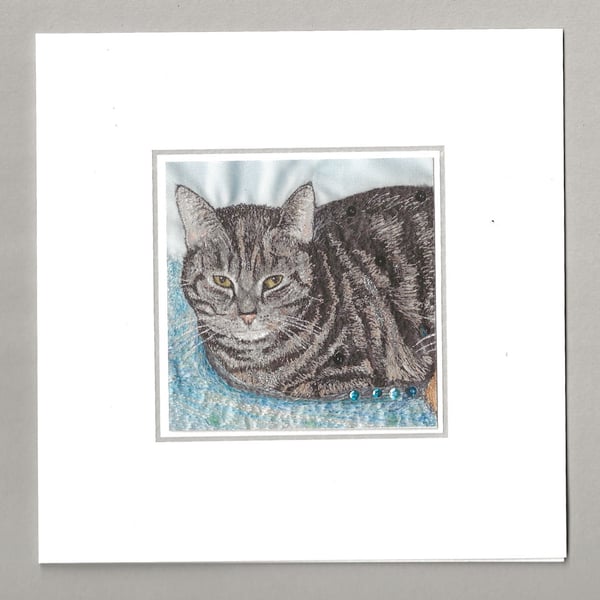 Tabby cat handmade card