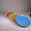 SET OF SIX HAND MADE STARTER TAPAS PLATES 8inch -glazed in different colours