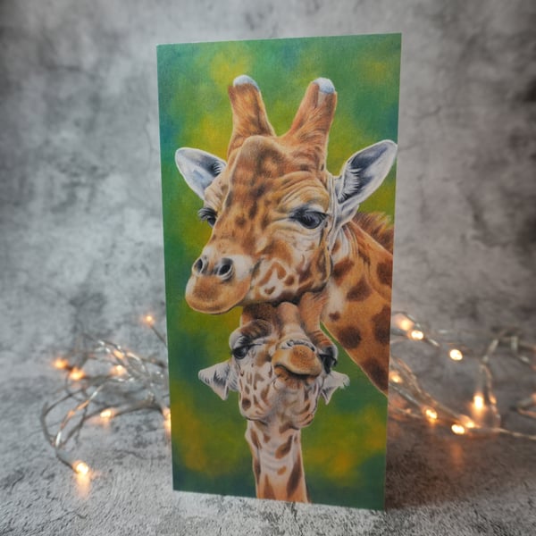 Cwtches Blank Giraffe Greetings Card Printed from Original Art